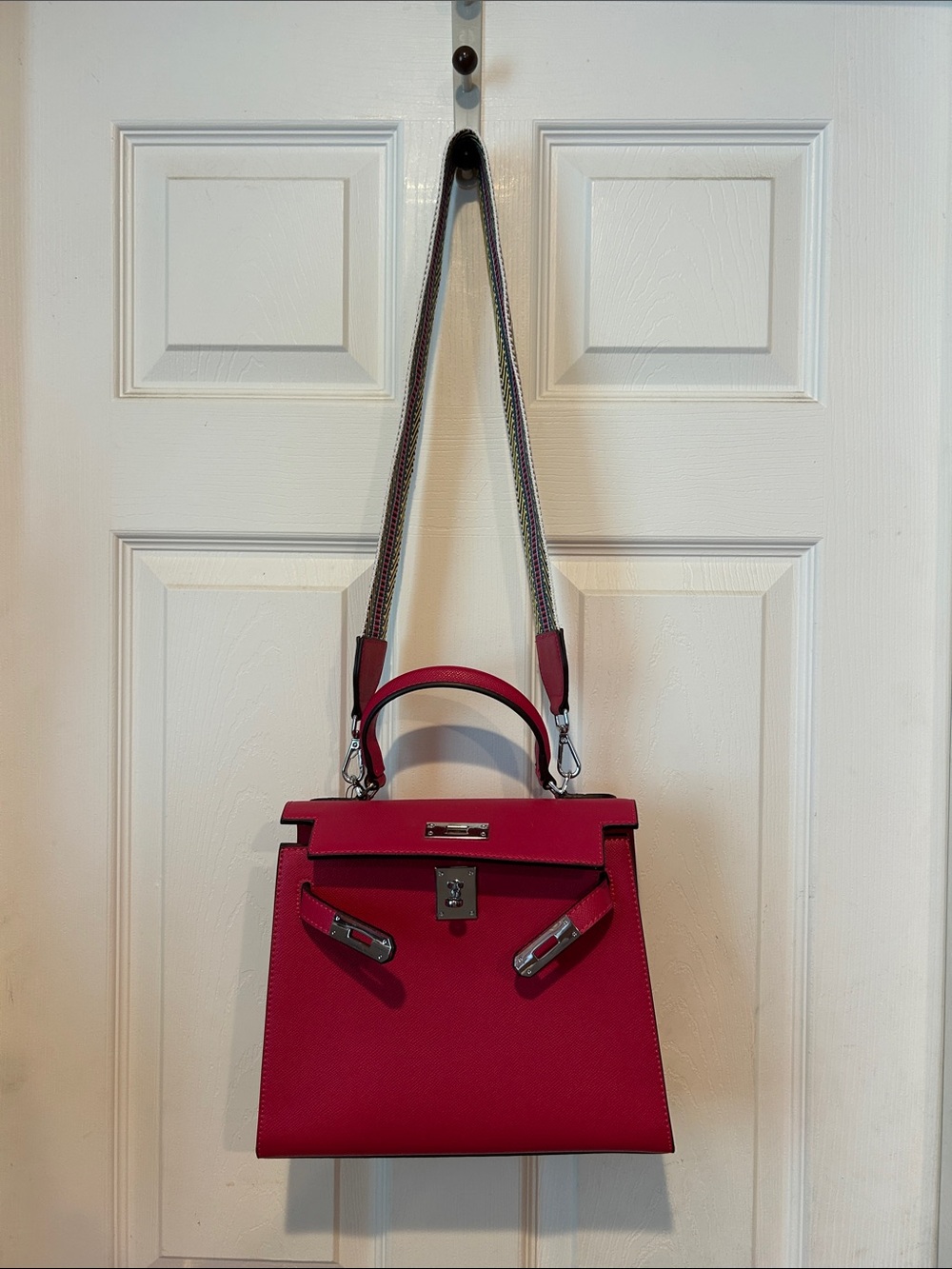 Structured Top-Handle Satchel in Fuchsia Pink